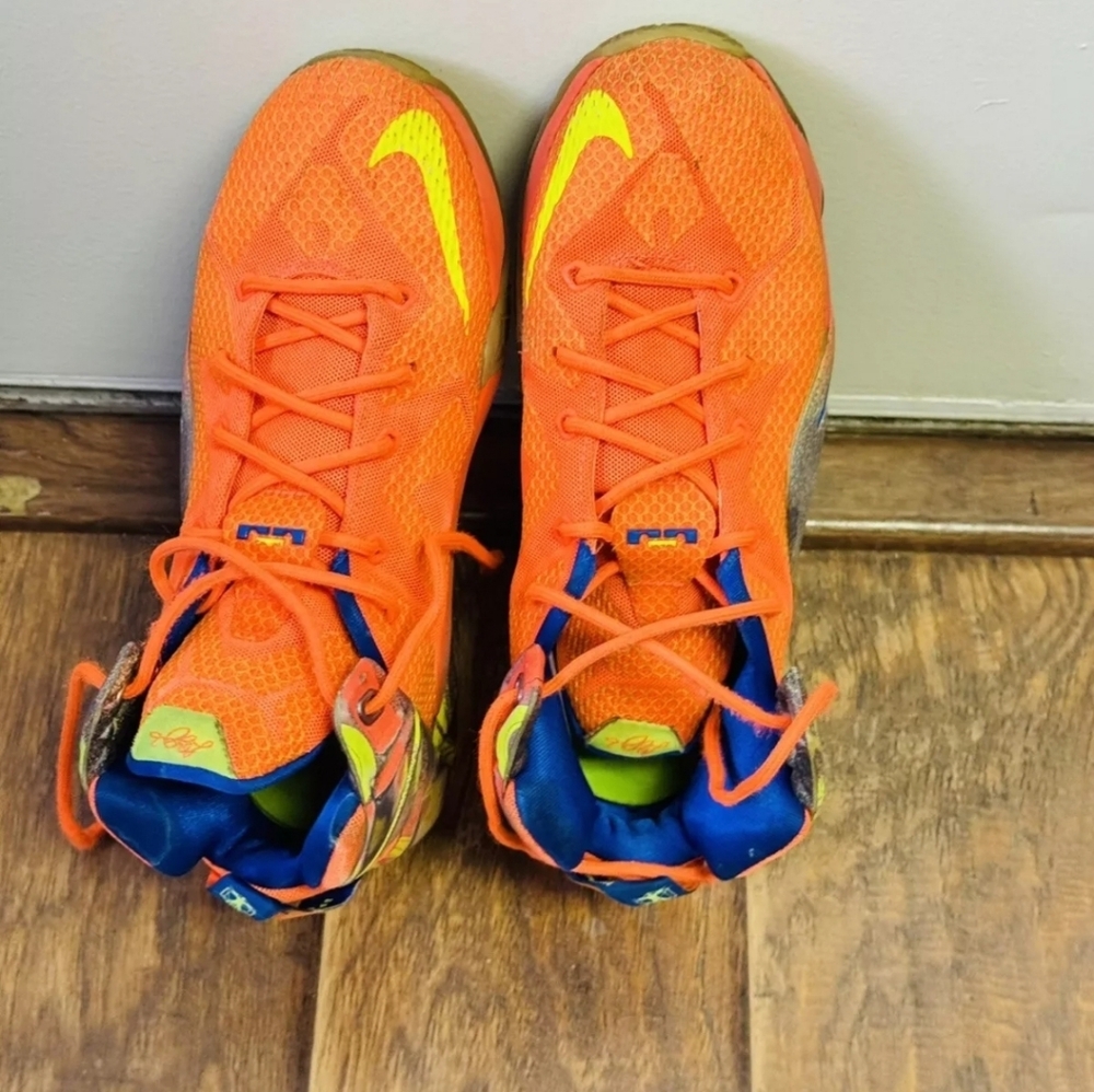 NIKE LEBRON JAMES 12 SIX MERIDIANS ORANGE BASKETBALL SHOES SIZE 7Y 685181-800 - Picture 6 of 7